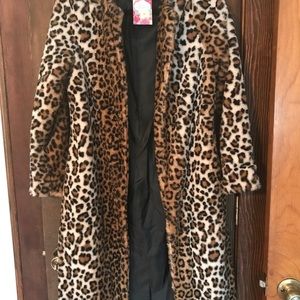 Faux Fur Leopard coat M, New